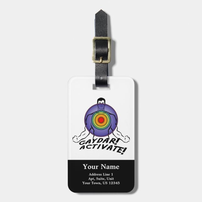 Étiquette À Bagage Gaydar ! Activez ! Homosexuel d'arc-en-ciel (Devant Vertical)