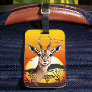 Étiquette À Bagage Gazelle Antelope africaine animal sauvage