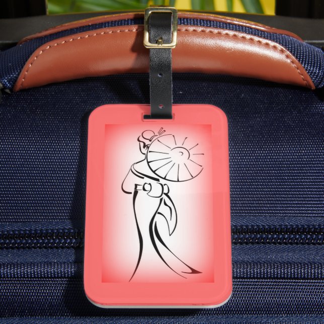 Étiquette À Bagage Geisha Silhouette Bordure rouge (Insitu Rectoal 2)