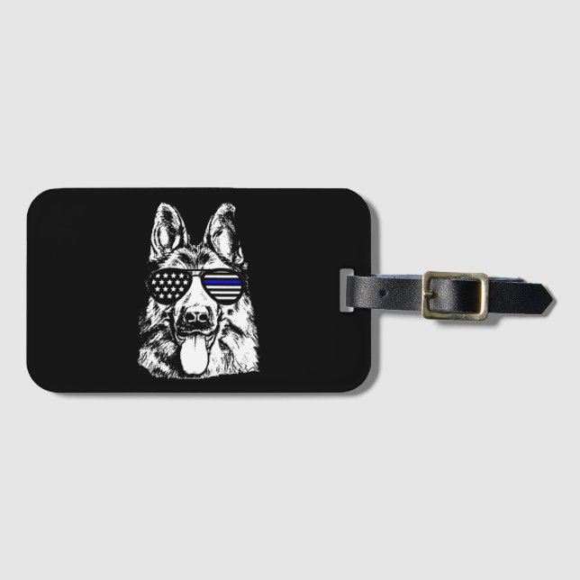 Étiquette À Bagage German Shepherd Police Officer Police Dog (Devant Horizontal)
