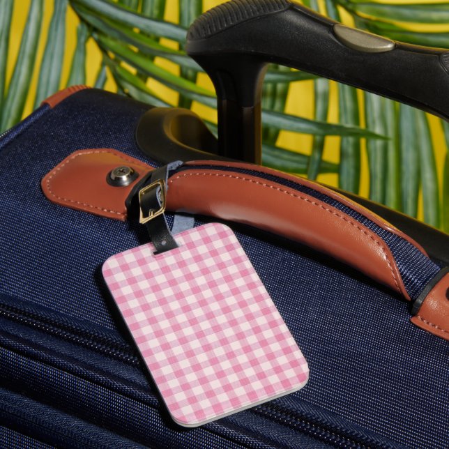 Étiquette À Bagage Gingham Rose Bébé (Insitu Rectoal 1)