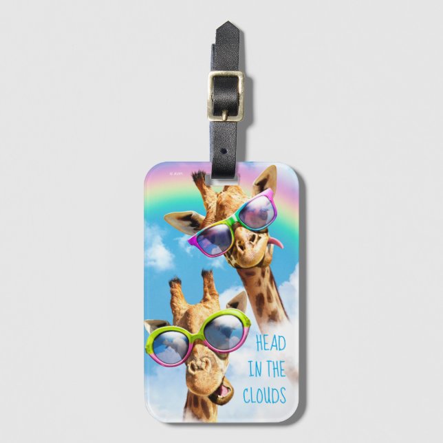 Étiquette À Bagage Girafe Aux Lunettes De Soleil (Devant Vertical)