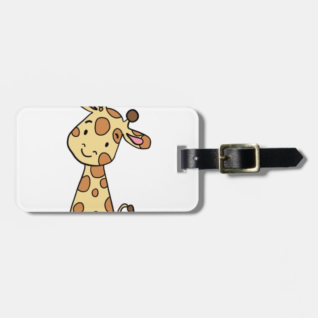 ÉTIQUETTE À BAGAGE GIRAFE MIGNONNE (Devant horizontal)