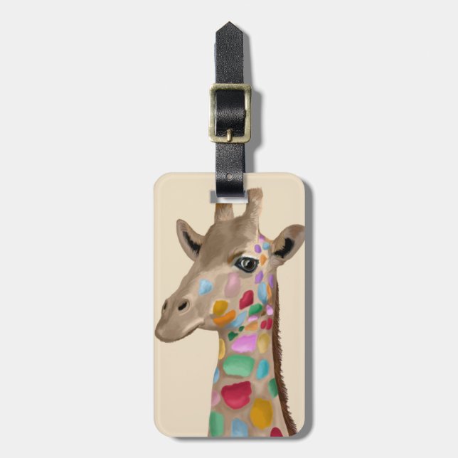 Étiquette À Bagage Girafe multicolore (Devant Vertical)