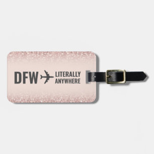 Étiquette À Bagage Girl Rose Gold Parties scintillant Custom Code aér