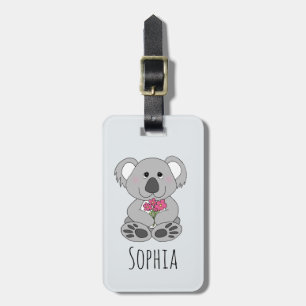 Étiquette À Bagage Girls Cute Koala Ours Dessin et nom Enfants