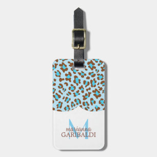 Étiquette À Bagage Girly bleu moderne de poster de animal de Choco