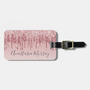 Étiquette À Bagage Girly Glam Blush Rose Gold Parties scintillant Dri