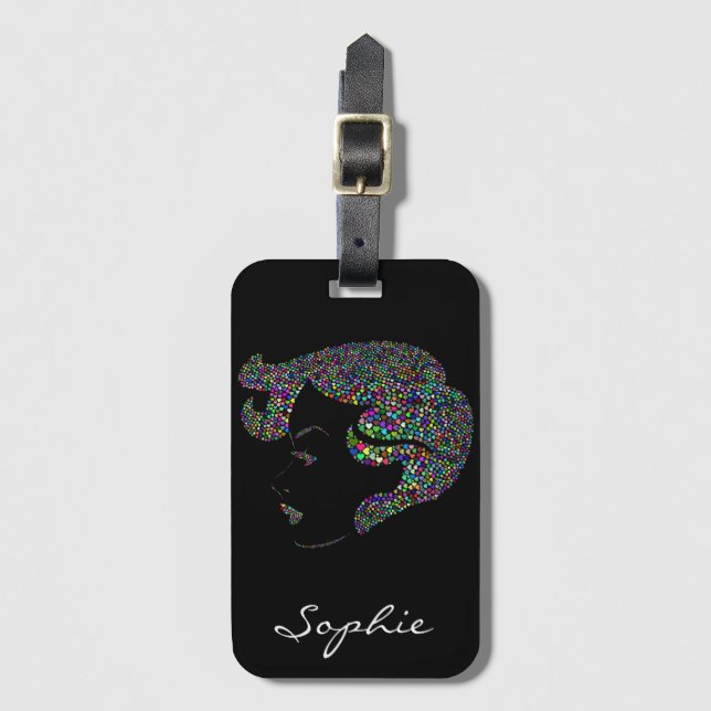 Étiquette À Bagage Glam girl with hearts (Devant Vertical)