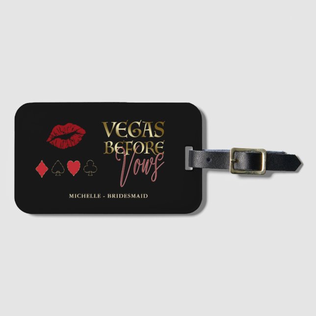 Étiquette À Bagage Glam Vegas Before Vows Casino Enterrement de Vie d (Devant Horizontal)