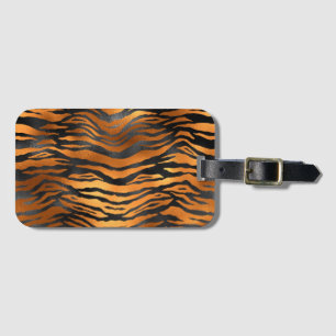 Étiquette À Bagage Glamorous Black Brown Tiger Stripes Animal Print