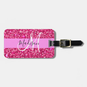 Étiquette À Bagage Glamour Fille Chaude Paillettes Rose Pailletée Mon