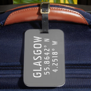 Étiquette À Bagage Glasgow Écosse Latitude & Longitude