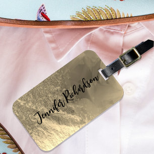 Étiquette À Bagage Glitterie Or Métallurgie fantaisie Chic Calligraph