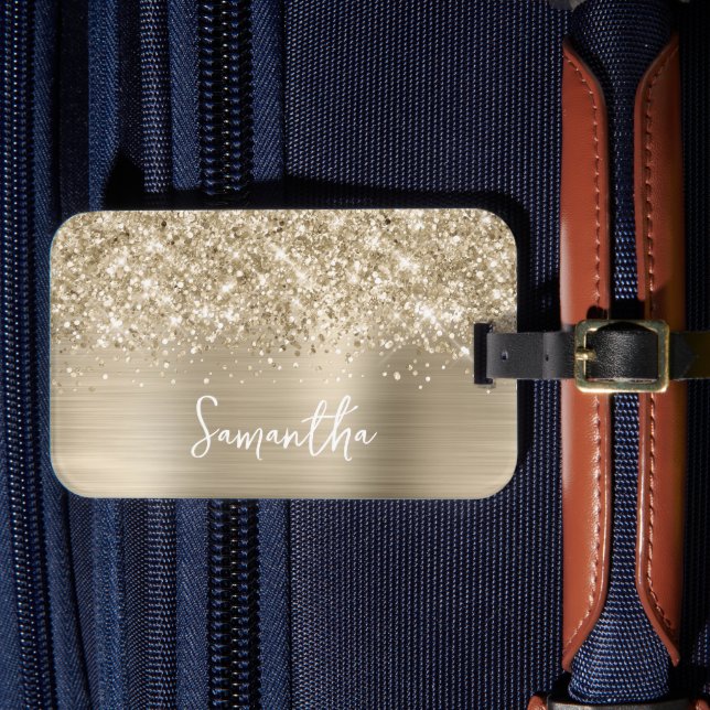 Étiquette À Bagage Glittery Pale Gold Glam Name (Insitu Rectoal 4)
