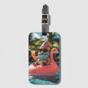 Étiquette À Bagage Gnome d'été en lunettes de soleil sur flotteur de 