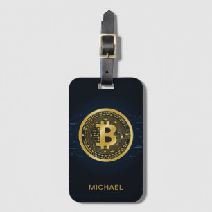Étiquette À Bagage Gold Bitcoin Cryptomonnaie Nom personnalisé
