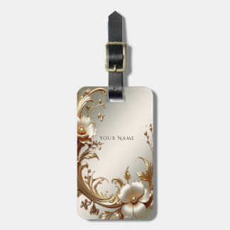 Étiquette À Bagage Gold Floral Luggage Tag