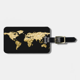 Étiquette À Bagage Gold Globe World Map Nom d'adresse Elegant