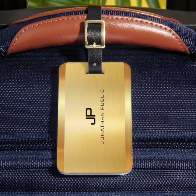 Étiquette À Bagage Gold Look Elegant Moderne Luxe Modèle Glamour (Insitu Rectoal 2)