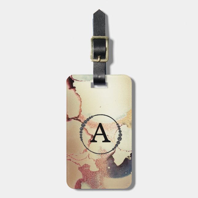 Étiquette À Bagage *~* Gold Parties scintillant Black Initial Diamant (Devant Vertical)