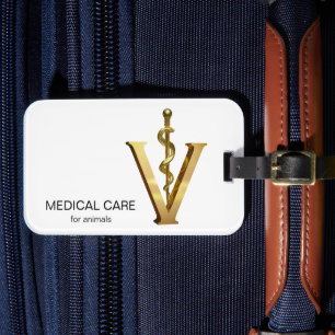 Étiquette À Bagage Gold V Élégant Vet de médecine vétérinaire Asclepi