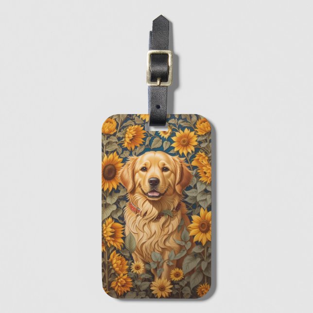 Étiquette À Bagage Golden Retriever Chien Dans Le Terrain De Tourneso (Devant Vertical)
