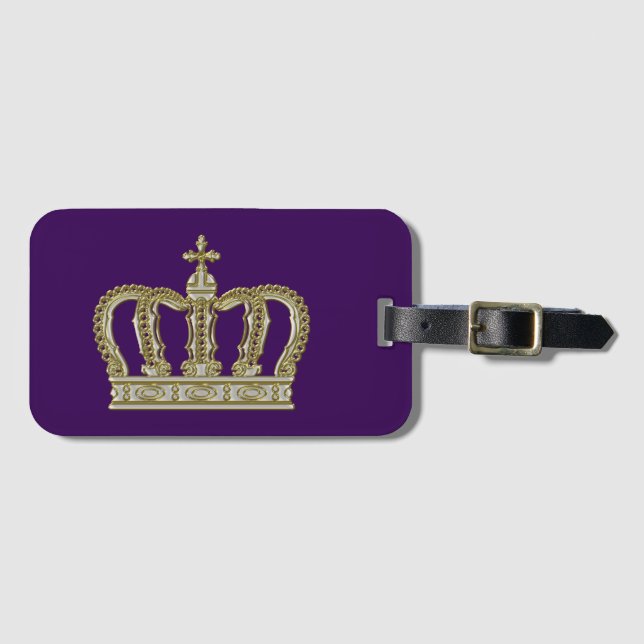 Étiquette À Bagage Golden Royal Crown III + votre backgr. & idées (Devant Horizontal)