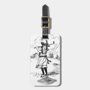 Étiquette À Bagage Golf Girl Golfing Art Vintage