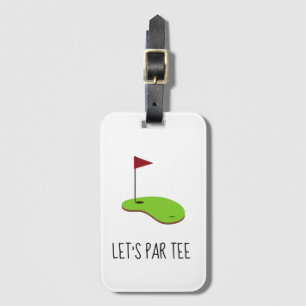 Étiquette À Bagage Golf Let’s Par avec drapeau de golf sur vert  