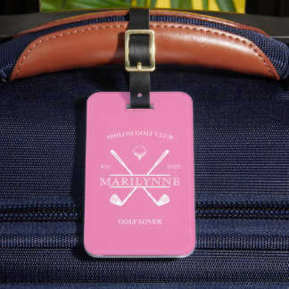 Étiquette À Bagage Golf Lover Cross Club Rose