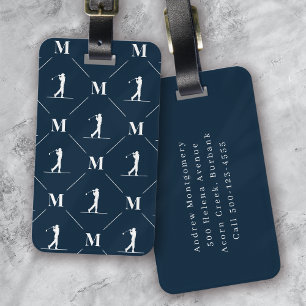 Étiquette À Bagage Golfer Monogramme Motif concepteur initial