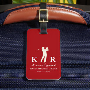 Étiquette À Bagage Golfeur Classique Rouge Golfeurs