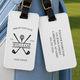 Étiquette À Bagage Golfeur Croix Club Blanc