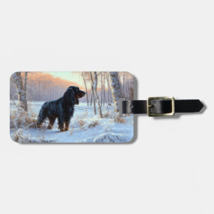 Étiquette À Bagage Gordon Setter Laisse Il Neige Noël