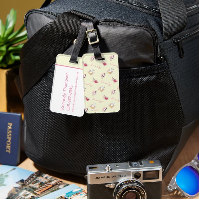 Étiquette À Bagage Gossip Girl Lipstick & Motif de parfum (Recto & Verso)