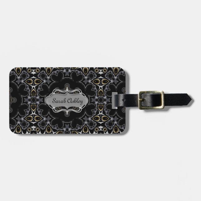 Étiquette À Bagage Goth Médiéval Motif géométrique Personnalisé (Devant horizontal)