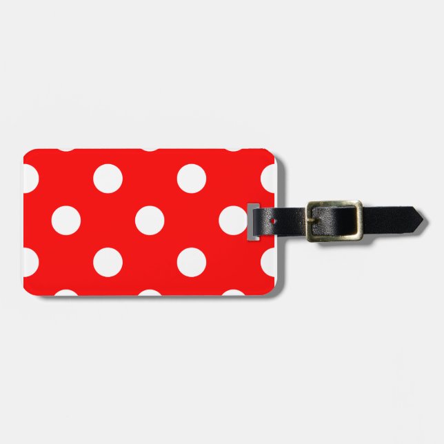 Étiquette À Bagage Grand pois - blanc sur le rouge (Devant horizontal)