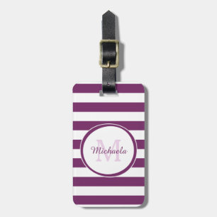 Étiquette À Bagage Grandes Bandes Bandes Magenta Purple Avec Monogram