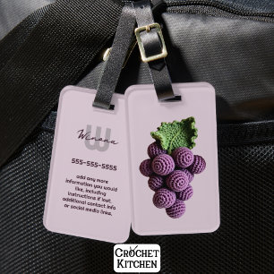 Étiquette À Bagage Graphe à crochet chic minimaliste violet cool