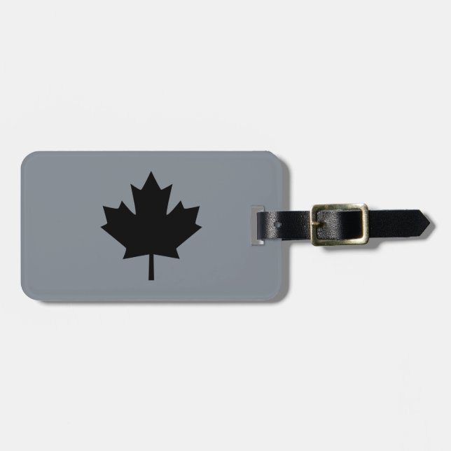 Étiquette À Bagage Graphique de la feuille d'érable noire canadienne (Devant horizontal)