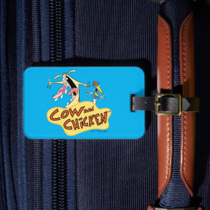 Étiquette À Bagage Graphique du logo de la vache et du poulet