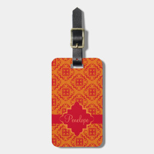Étiquette À Bagage Graphique marocain rouge orange arabe