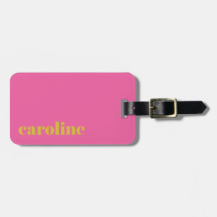 Étiquette À Bagage Gras brillant rose et jaune moderne Personnalisé