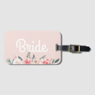 Étiquette À Bagage Gras script simple floral moderne mariée simple