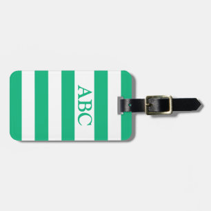 Étiquette À Bagage Grass classique Vert et blanc avec Monogramme