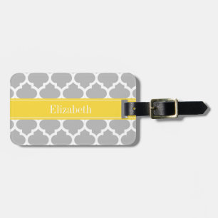 Étiquette À Bagage Gray White Moroccan #5 Pineapple Name Monogram