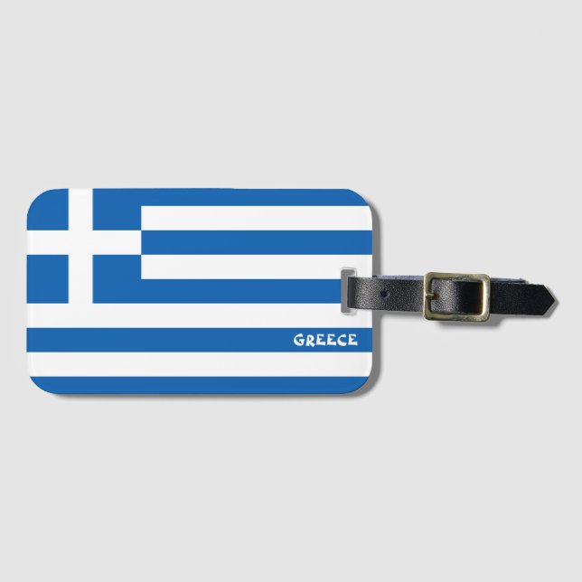 Étiquette À Bagage Grèce Nationale Drapeau Patriotique (Devant Horizontal)