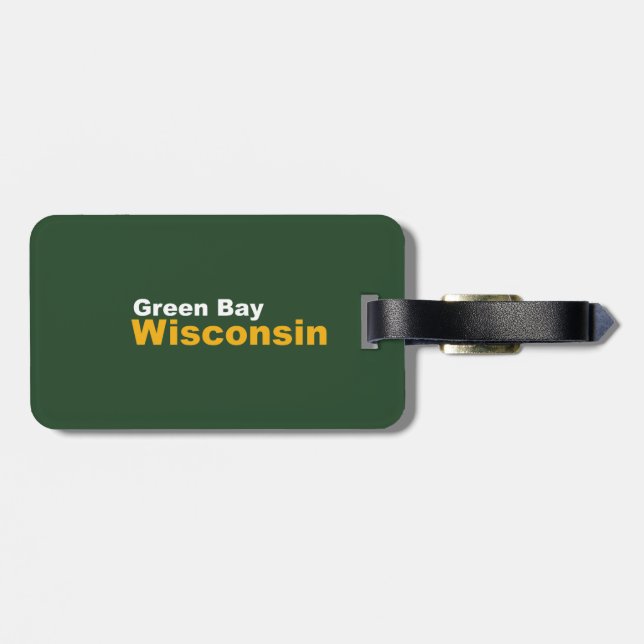 Étiquette À Bagage Green Bay, étiquette de bagage du Wisconsin avec (Dos horizontal)