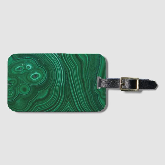 Étiquette À Bagage Green gemstone malachite natural stone design (Devant Horizontal)
